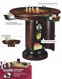 Game Table Round Wood Backgammon Checkers Chess Board Pub Home Bar Dining Cherry Chess Table Table Games Checkerboard Table