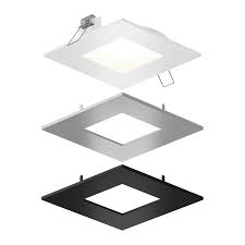 Dals Lighting Spn6sq Cc 3t White Satin Nickel Black Ultraslim 6 Square Led Recessed Fixture With Interchangeable Trims And Selectable Color Temperature 1060 Lumens Lightingshowplace Com