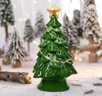 Costway 11.5 in. Pre-Lit Ceramic Christmas Tree Tabletop Lights in Green  GHM0404