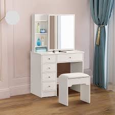 A designated bedroom vanity is a luxurious and functional feature for a home. Ofcasa White Dressing Table Set Corner Makeup Desk Bedroom Furniture W