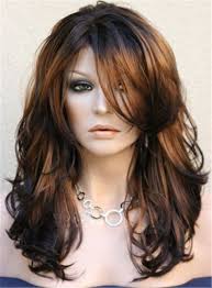 Long Layered Wavy Side Swept Fringes Hairstyle Synthetic Lace Front Wigs 20 Inches Hair Styles Long Layered Hair Long Hair Styles