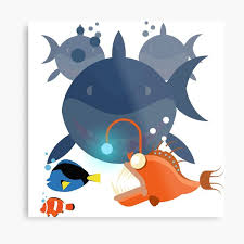 Nemo is abducted by a boat and netted up and sent to a dentist's office in sydney. Wandbilder Nemo Hai Redbubble