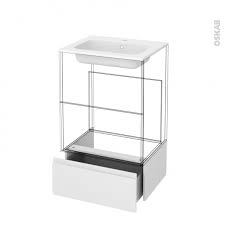 Tiroir Sous Meuble Socle N 51 Ipoma Blanc Brillant Pour Meuble Salle De Bains L60 X H26 X P45 Cm Oskab
