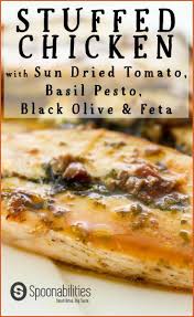 Stuffed Chicken With Sun Dried Tomato Basil Black Olive Recipe Sun Dried Tomato Recipes Dried Tomatoes