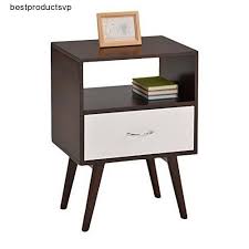 One Drawer Nightstand Modern Wood Bedroom End Table White Mid Century Espresso Home Gard Mid Century Modern Nightstand Bedroom End Tables Mid Century Style