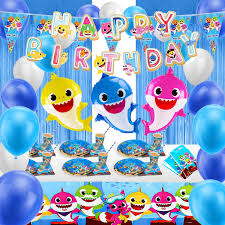 Buy Baby Shark Party Supplies Set 182 Pcs Baby Shark Birthday Decorations Shark Themed Birthday Party Pack With Baby Shark Balloons Banner Tablecloth Tableware For Boy Girl Kids Serves 16 Guest