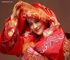 Yannyexpress Chinese Wedding Red Bridal Veil