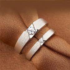 Matte 925 Silver Plated Platinum Couple Rings Sterlingsilverrings Sterling Silver Wedding Sets Couple Ring Design Couple Wedding Rings
