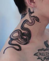 I love working on this kind of dark curiosities ! Two Headed Snake Tattoo On Neck Neck Tattoo Neck Tattoo For Guys Snake Tattoo