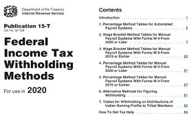 Federal Withholding Tables 2020 Federal Income Tax