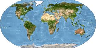 It displays a satellite image of the continents with countries and a shaded the surface of the western hemisphere of the earth with south america in the center and antarctica at the bottom. World Map A Physical Map Of The World Nations Online Project