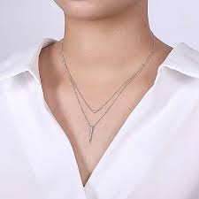 Color blue shipping/discount seller discount: 14k White Gold Layered Pave Diamond Bar And Spike Pendant Necklace Nk6009w45jj Gabriel Co