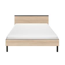 Montfort chene clair chambre a coucher tendance le lit. Lit 2 Places 160x200 Cm Decor Chene Clair Et Noir Undo Maison Et Styles