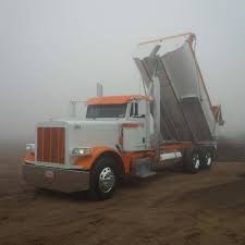 Orange And White Peterbilt Transfer Dump Big Rig Trucks Dump Trucks Peterbilt Dump Trucks