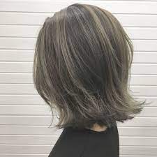 外国人風 ボブ 切りっぱなし バレイヤージュ hair space universe universe 409204 hair 外国人風ボブ ヘアスタイリング 髪色 グレージュ