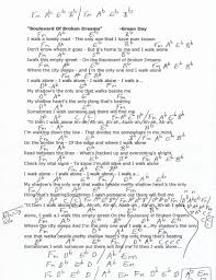 Boulevard Of Broken Dreams Green Day Guitar Chord Chart In