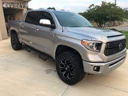 Check out this 2018 toyota tundra 4wd running fuel assault 20x9 20 and toyo tires open country r/t 55x295 tires with a toytec lifts leveling kit. 2018 Toyota Tundra Fuel Assault Toytec Lifts Leveling Kit Custom Offsets Toyota Tundra Toyota Tundra Crewmax Toyota Tundra Accessories