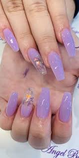 Who needs a green thumb when you've got petals on your fingers? Best Lavender Shades And Nails Designs That Can Suit You The Most Lavender Nails Colored Acrylic Nails Lilac Nails Design