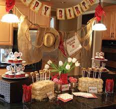 Consider some western party favors including sheriff badges, wanted posters, horseshoe eyeglasses, wearable mustaches, and other photo props! Room To Inspire Cowboy Theme Party Cowboy Party Decorations Western Theme Party