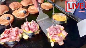 Season the ground beef with salt & freshly ground pepper. Blackstone Street Food Ham And Cheese Sandwich On A Flat Top Griddle Youtube