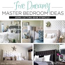 I built an accent wall and a vertical wall mounted fireplace in the master bedroom. Five Dreamy Master Bedroom Ideas Using Stencils Stencil Stories