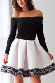 Long Sleeve White And Black A Line Short Prom Dress Cheap Homecoming Dresses Prom Dresses With Sleeves Long Sleeve Homecoming Dresses Cheap Short Prom Dresses