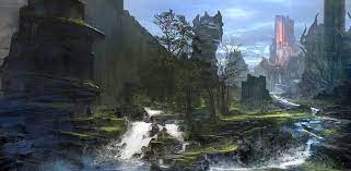 The Contrast Of Bright Colors In This Painting Is What Drew Me To It The Green Of The Moss And Grass In The Foreground Is Almost Eerie In Its Brightness Which