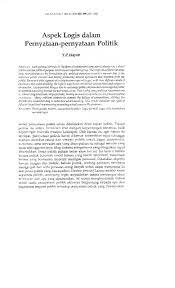 Check spelling or type a new query. Pdf Y P Hayon Aspek Logis Dalam Pernyataan Pernyataan Politik Pdf Wacana Journal Of The Humanities Of Indonesia Academia Edu