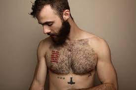 Beard Geometric Tattoo Chest Hairy Chest Tattoo