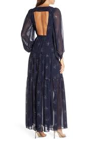 Eliza J Long Sleeve Glitter Chiffon Maxi Dress Nordstrom Nordstrom Dresses Maxi Dress Chiffon Maxi Dress