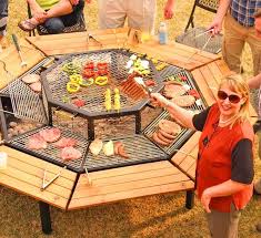 This Incredible Octagon Grilling Table Allows Everyone To Cook Their Own Meal Bbq Grill Design Diy Bbq Grill Table