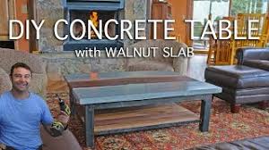 Then run a squeegee over the entire piece to remove any debris from the surface of the concrete. Diy Concrete Table With A Walnut Slab Youtube