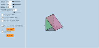 The volume is 50 cm³. Triangular Prism Surface Area And Volume Geogebra