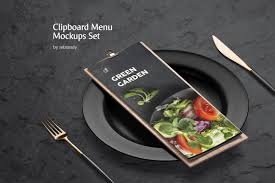 Simple edit with smart layers. Clipboard Menu Mockups Set In Stationery Mockups On Yellow Images Creative Store