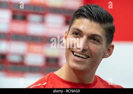 Stuttgart, Germany. 16th Jan, 2019. Steven Zuber, new player at VfB  Stuttgart, speaks during a press conference. VfB has borrowed Zuber from  TSG Hoffenheim for the second half of this season. Credit: Sebastian  Gollnow/dpa/Alamy Live News Stock Photo ...