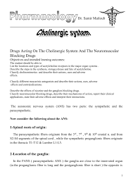 It also overstimulates the production of the neurotransmitters, acetylcholine and norephinephrine, causing. Dr Samir Matloub Drugs Acting On The Cholinergic System And