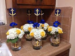 A post shared by shipping nationwide (@i_jono) on mar 20, 2017 at 9:15am pdt. White Yellow Blue Flower Arrangement For A Nautical Theme Baby Shower Boy Baby Shower Themes Baby Shower Themes Nautical Baby Shower Boy