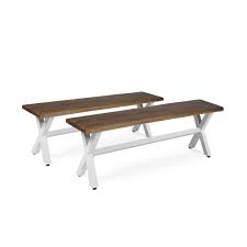 Enjoy great prices and browse our unparalleled selection of furniture, lighting, rugs and more. Cadiz Outdoor Dining Bench With Iron Legs Dark Oak And White Rustic Metal Default Title