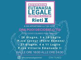 Il comitato promotore referendum eutanasia legale, in qualità di titolare del trattamento, intende fornire alcune informazioni in ordine all'acquisizione ed utilizzazione dei dati personali. Raccolta Firme Per Il Referendum Sull Eutanasia Legale Tre Appuntamenti A Rieti Rietinvetrina