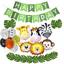 If you're looking for a theme or decorations that are colorful, fun and playful, then you'll love the style of this editable kit. Unisex Kids Birthday Party Decorations Cow Tiger Monkey Animal Foil Balloons Palm Leaf Birthday Banner Set For Jungle Theme Buy Birthday Banner Set For Jungle Theme Unisex Kids Birthday Party Decorations Kids Birthday