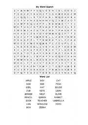 English Worksheets Easy Word Search