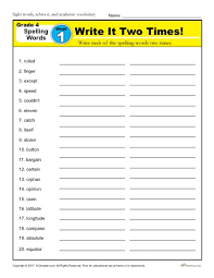 Fourth Grade Spelling Words List Week 1 K12reader