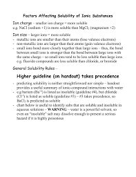 Factors Affecting Solubility Of Ionic Substances Oise Is