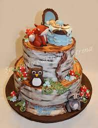 Woodland Animals Theme Baby Shower Cake Animal Baby Shower Cake Shower Cakes Baby Shower Cakes