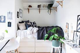 A Tiny But Charming Studio Apartment Tiny Bedroom Design Small Bedroom Storage Ikea Small Bedroom