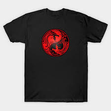 Red and black yin yang. Red And Black Yin Yang Dragons Dragon T Shirt Teepublic De