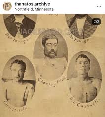 The town also had many prominent business leaders and a healthy bank. The Thanatos Archive On Twitter The Northfield Robbers Members Of The James Younger Gang Photographed After Their Failed Robbery Attempt Of The First National Bank In Northfield Minnesota On September 7