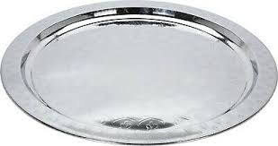 This tray is about 3' across! Cookware Dining Bar Extra Large 42cm Round Silver Serving Tray Stainless Steel Deep Tray Hammered Tableware Serving Linen