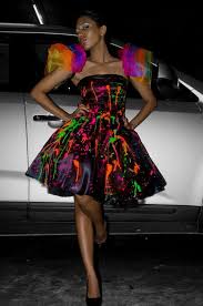 Black Tube Dress With Splattered Neon Paint Neon Dresses Sweet 16 Dresses Dresses