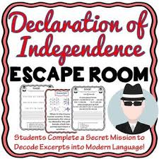 Declaration Of Independence Escape Room Parts Of The Declaration No Prep Social Studies Middle School 6th Grade Social Studies 4th Grade Social Studies